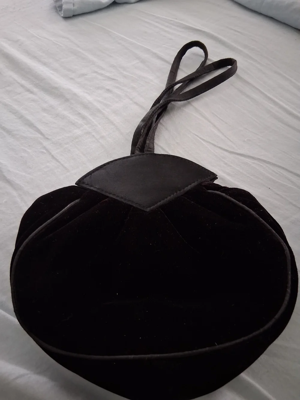 La Regale Black Velvet Wristlet with Gold Snap